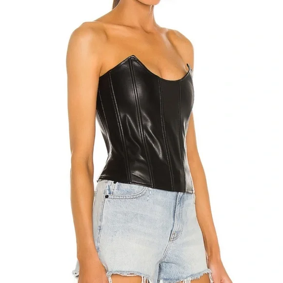 WORN ONCE Leia Corset Leather in Black Miaou